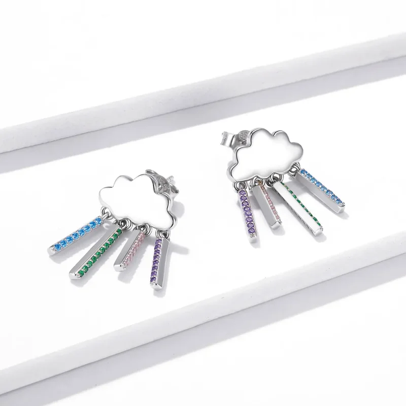 (image for) PANDORA Style Rainbow Rain Drop Earrings - BSE468 - View 3