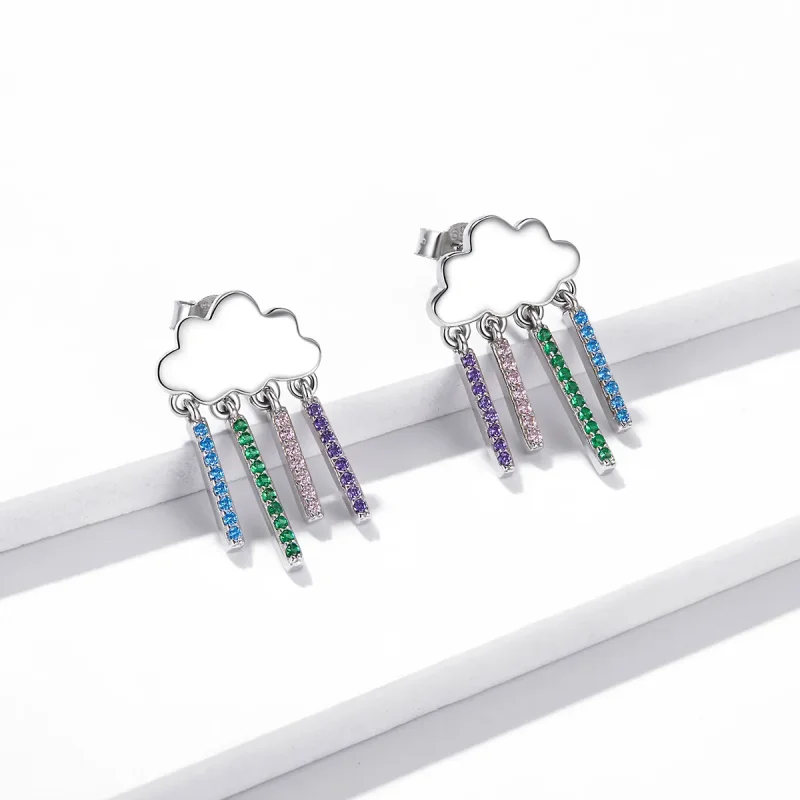 (image for) PANDORA Style Rainbow Rain Drop Earrings - BSE468 - View 4