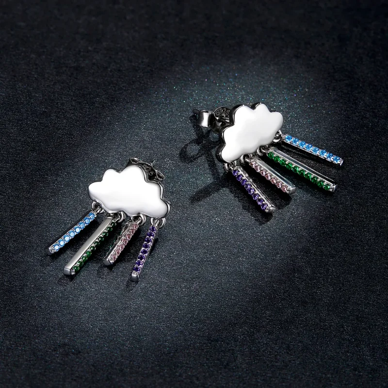 (image for) PANDORA Style Rainbow Rain Drop Earrings - BSE468 - View 5