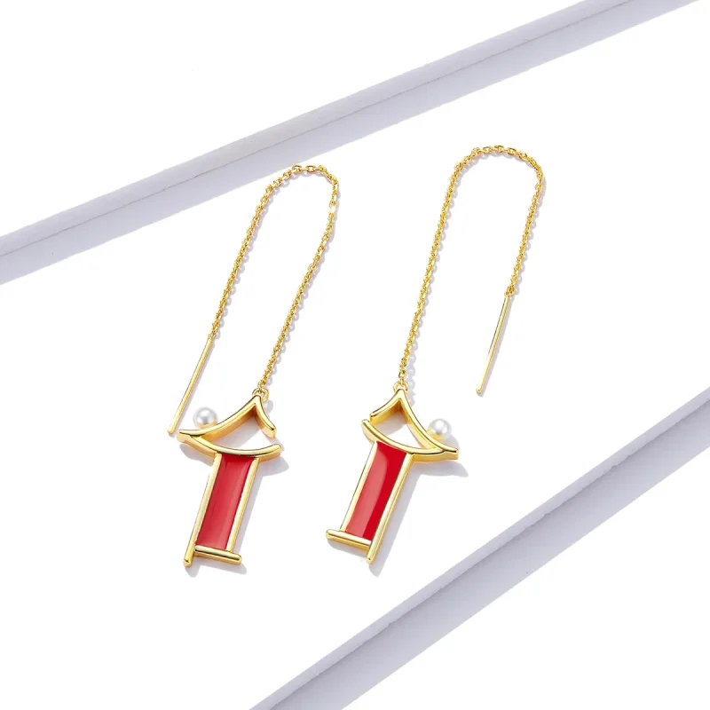 (image for) PANDORA Style Red Memory Drop Earrings - BSE340 - View 2