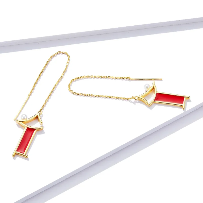 (image for) PANDORA Style Red Memory Drop Earrings - BSE340 - View 4