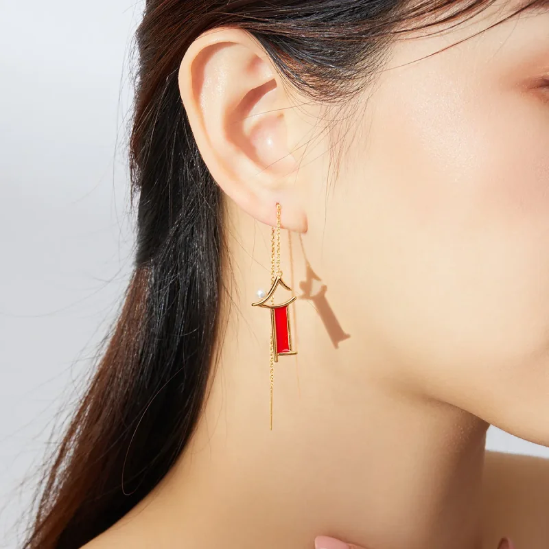 (image for) PANDORA Style Red Memory Drop Earrings - BSE340 - View 5