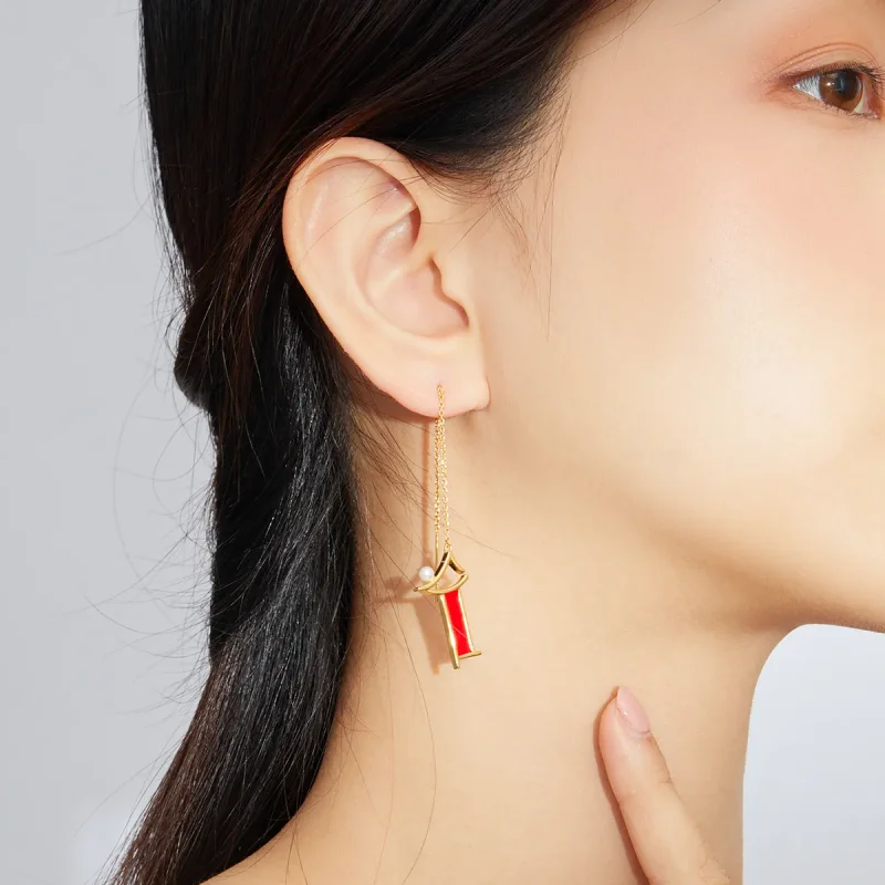 (image for) PANDORA Style Red Memory Drop Earrings - BSE340 - View 6