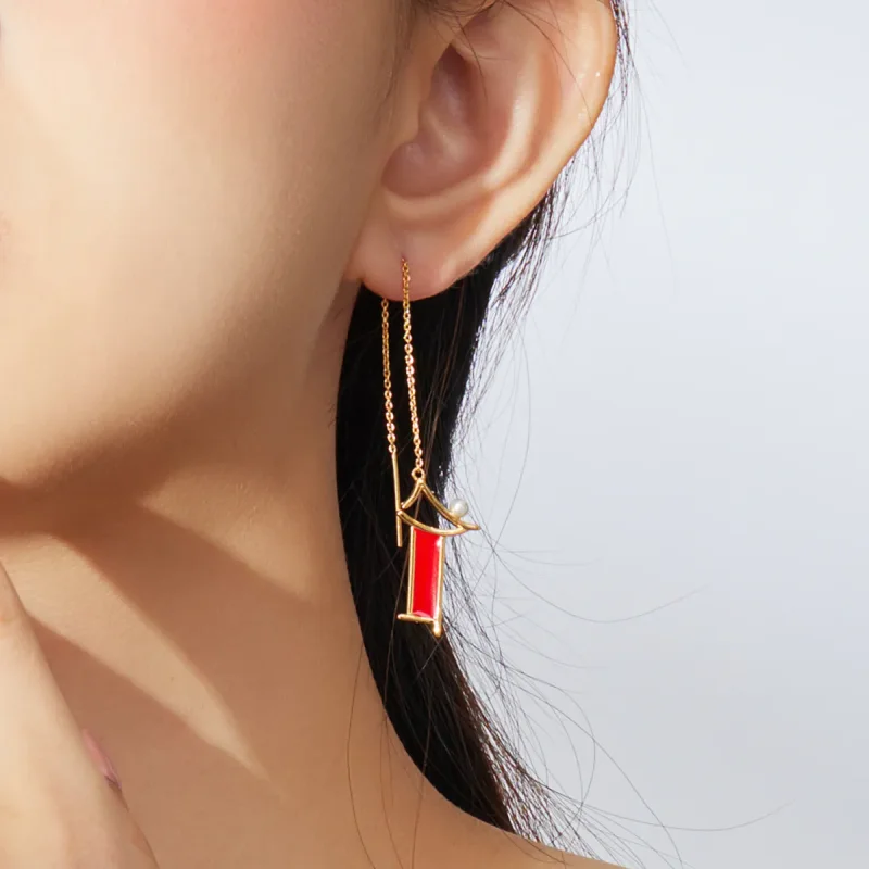 (image for) PANDORA Style Red Memory Drop Earrings - BSE340 - View 7