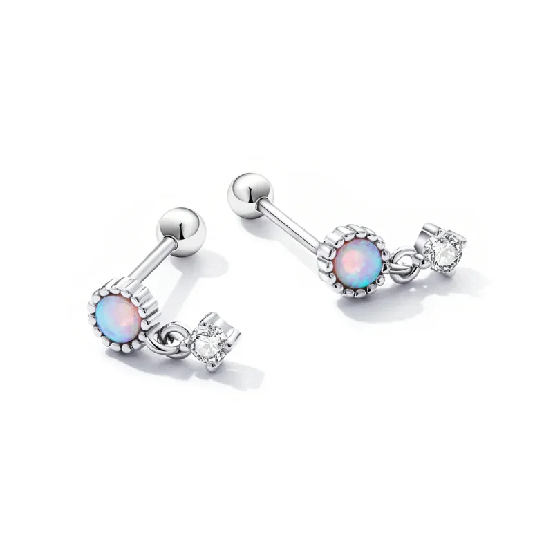 (image for) PANDORA Style Simple Opal Drop Earrings - SCE1382 - View 3