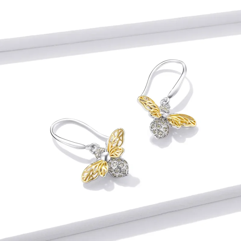 (image for) PANDORA Style Sparkle Bee Drop Earrings - BSE452 - View 3