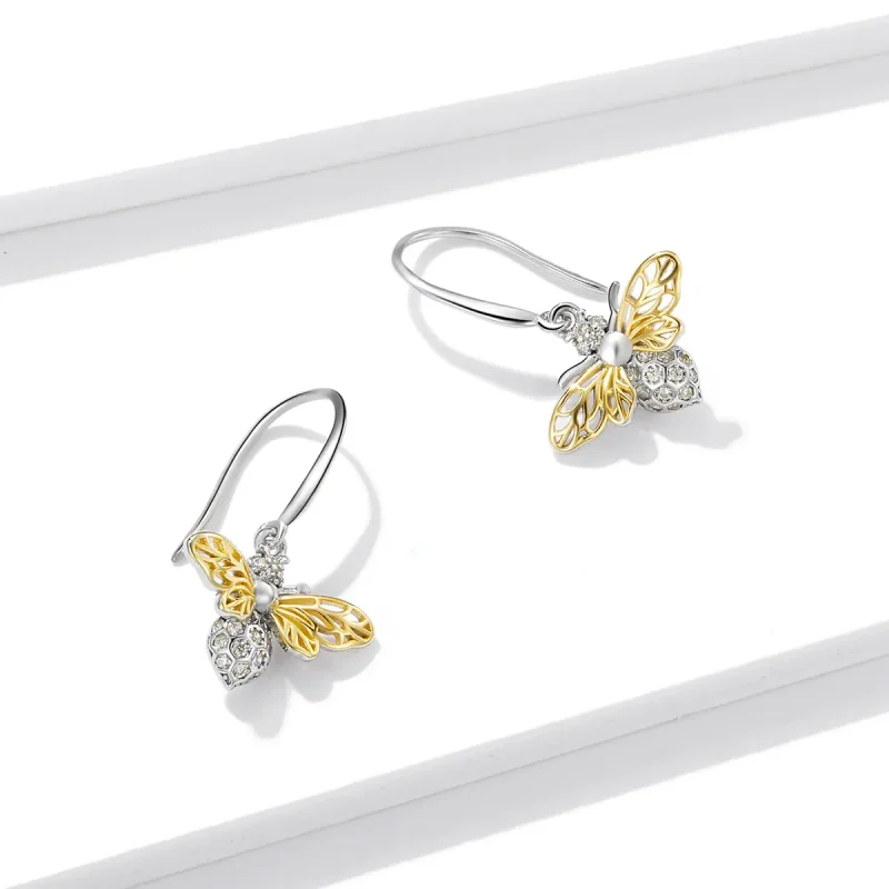 (image for) PANDORA Style Sparkle Bee Drop Earrings - BSE452 - View 4