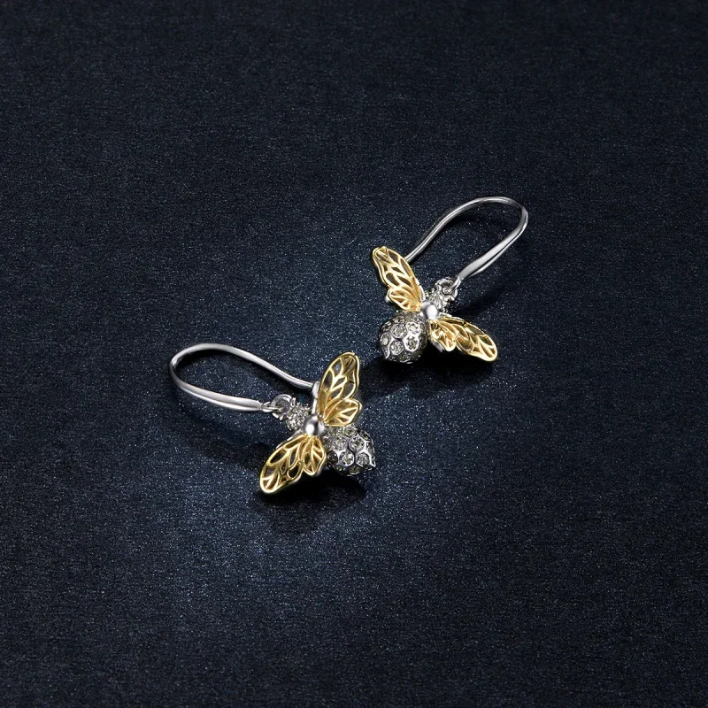 (image for) PANDORA Style Sparkle Bee Drop Earrings - BSE452 - View 5