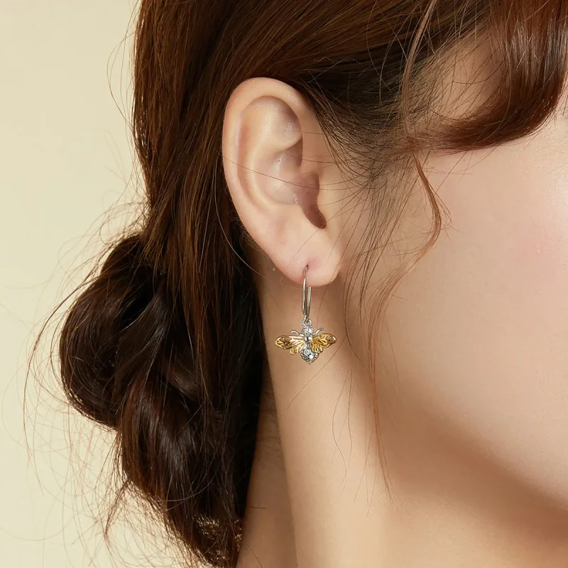 (image for) PANDORA Style Sparkle Bee Drop Earrings - BSE452 - View 6