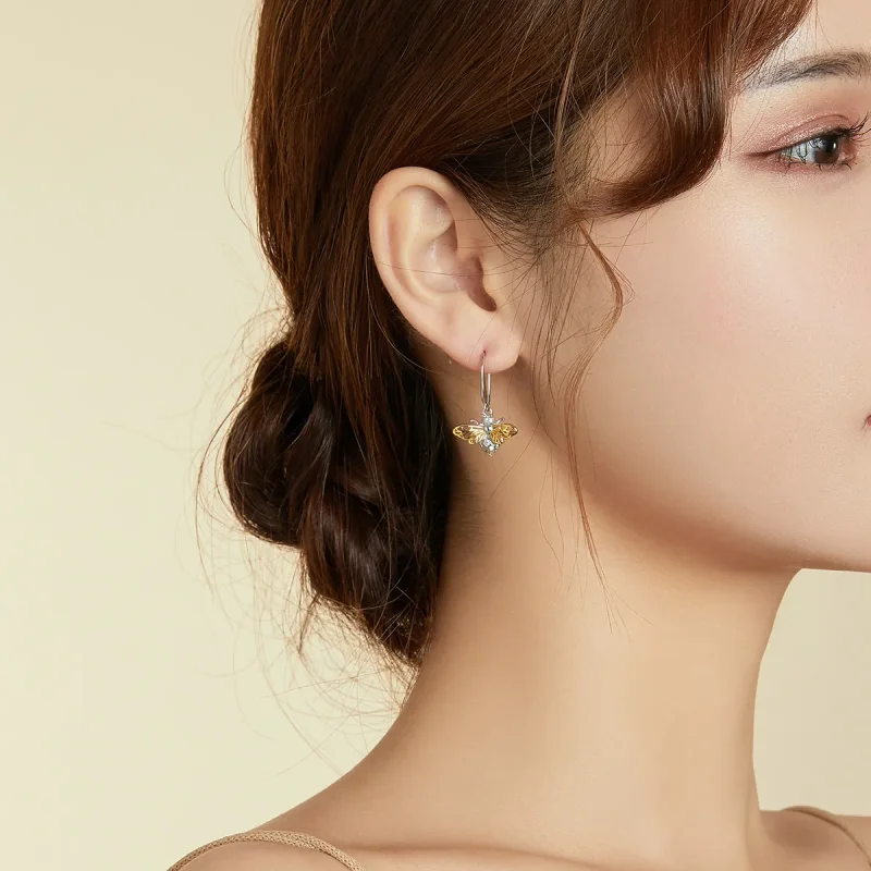 (image for) PANDORA Style Sparkle Bee Drop Earrings - BSE452 - View 7