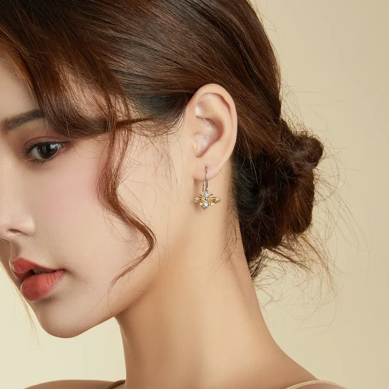 (image for) PANDORA Style Sparkle Bee Drop Earrings - BSE452 - View 8