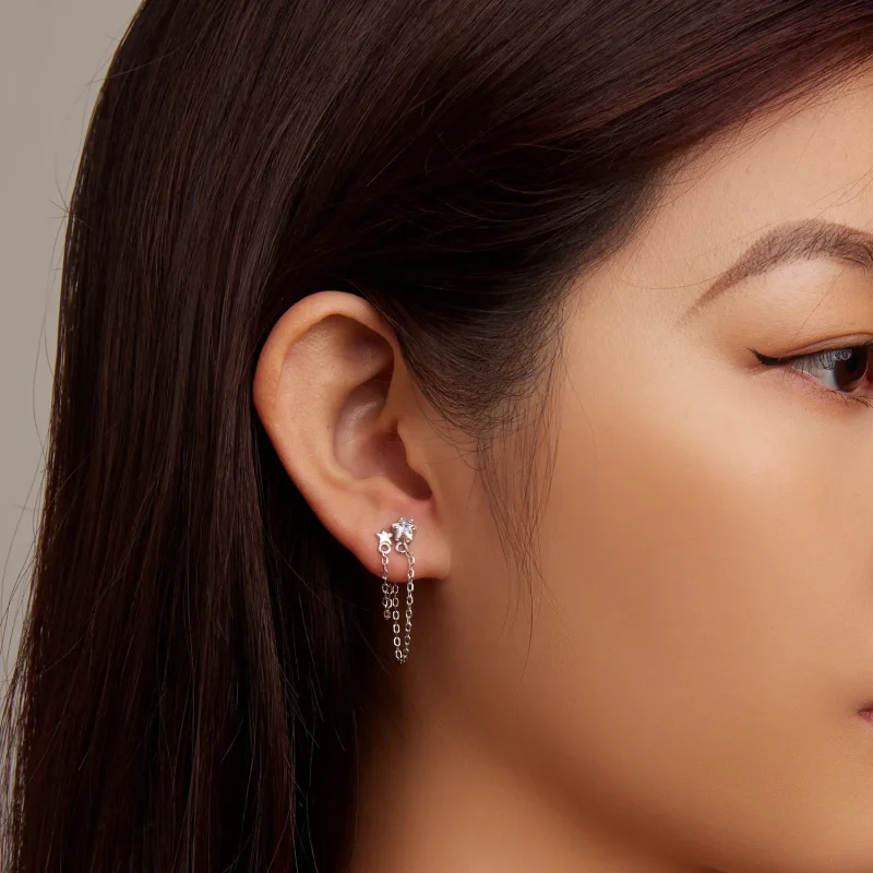 (image for) PANDORA Style Star Tassel Drop Earrings - BSE709 - View 7