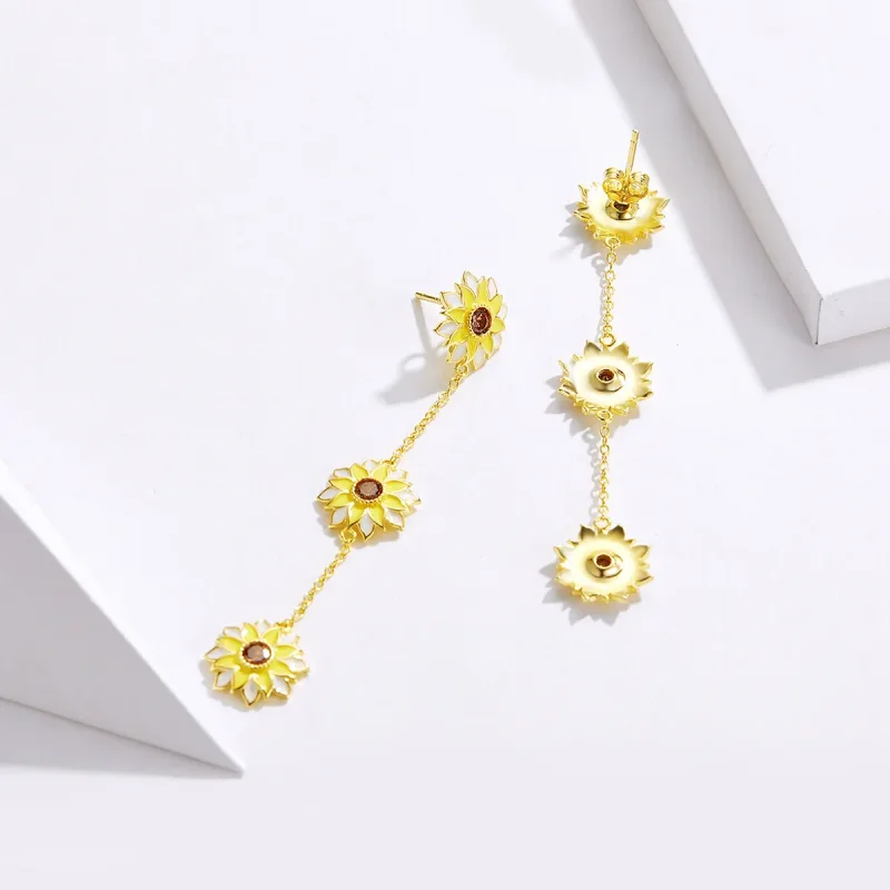 (image for) PANDORA Style Sun Flower Drop Earrings - BSE187 - View 4
