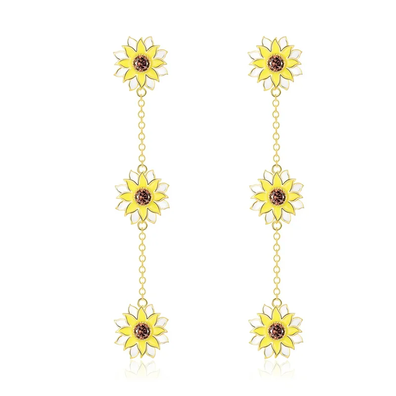 (image for) PANDORA Style Sun Flower Drop Earrings - BSE187 - Product Image