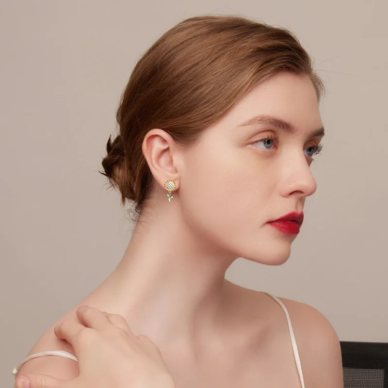 (image for) PANDORA Style Sunflower Drop Earrings - SCE1471 - View 5