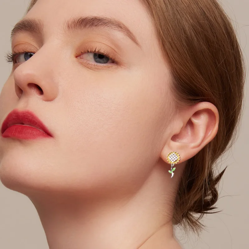 (image for) PANDORA Style Sunflower Drop Earrings - SCE1471 - View 6