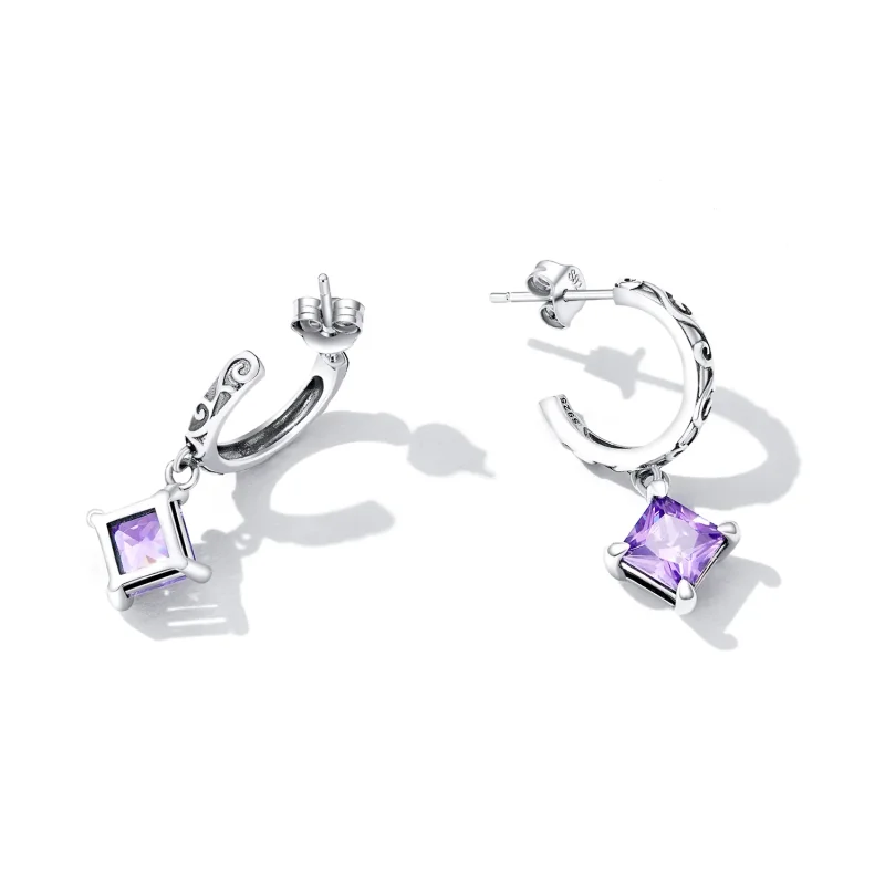 (image for) PANDORA Style Zirconium Pattern Drop Earrings - SCE1416 - View 3