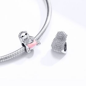 Pandora Style Silver Charm, Mother Hedgehog, Multicolor Enamel - BSC239