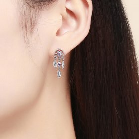 Silver Dreamcatcher Hanging Earrings - PANDORA Style - SCE502
