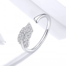 Pandora Style Silver Open Ring, Feather Light - SCR614