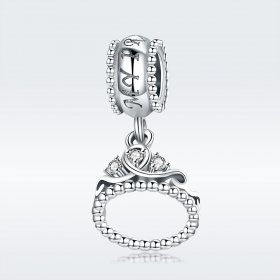 Pandora Style Silver Bangle Charm, Princess Crown - SCC739
