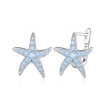 Pandora style hoops earrings featuring a starfish design - BSE840