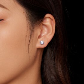 Pandora Style Aquamarine Moissanite Studs Earrings - MSE025-LLB