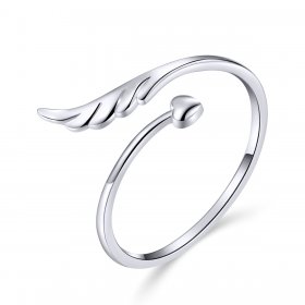Pandora Style Silver Open Ring, Angel Wing - SCR567