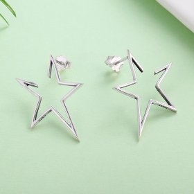 Silver Modern Star Stud Earrings - PANDORA Style - SCE107