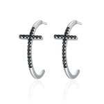 Silver Modern Cross Hanging Earrings - PANDORA Style - SCE262