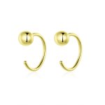 Pandora Style 18ct Gold Plated Hoop Earrings , Ball - SCE782-B