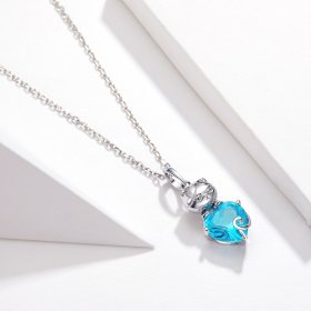 Silver Blue Cat Necklace - PANDORA Style - SCN331