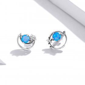 Pandora Style Silver Stud Earrings, Mysterious Planet - SCE1133