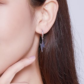 Pandora Style Silver Dangle Earrings, Lightning Bolt - BSE221