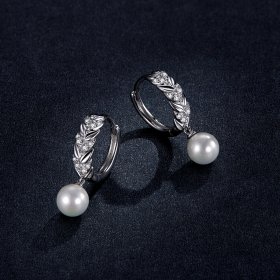 Pandora Style Silver Dangle Earrings, Shiny Wheat - BSE446