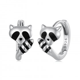 Pandora Style Raccoon Hoops Earrings - SCE1603