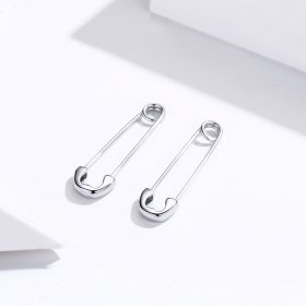 Pandora Style Silver Stud Earrings, Happy Paper Clip - SCE695-A