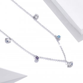 Pandora Style Silver Necklace, Seashell, Multicolor Enamel - SCN454