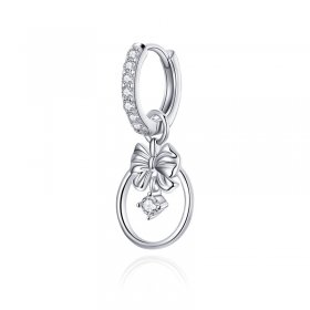 Pandora Style Silver Dangle Earrings, Bow - BSE332-H