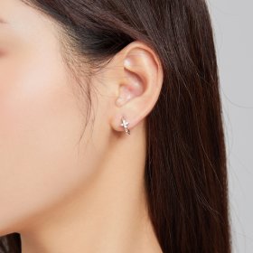 PANDORA Style Sparkle Flower Hoop Earrings - SCE1043
