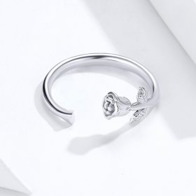 Pandora Style Silver Open Ring, Rose Flower - BSR065