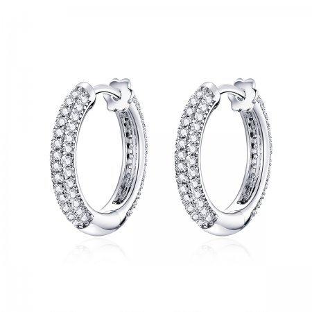 Pandora Style Silver Hoop Earrings, Shining - BSE300