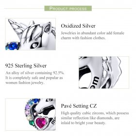 Silver Unicorn For Mom Charm - PANDORA Style - SCC1160