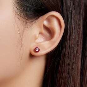 PANDORA Style Devil Eye Stud Earrings - SCE1207-RD
