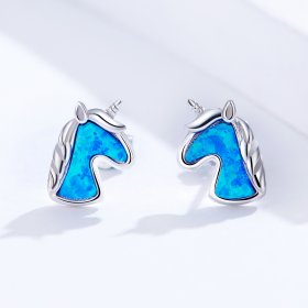 PANDORA Style Light Blue Opal Unicorn Stud Earrings - SCE815-A