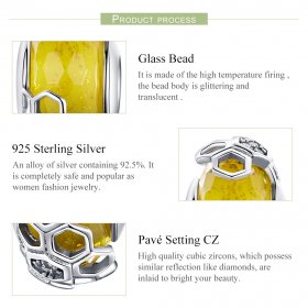 Silver Honeycomb Glass Murano Charm - PANDORA Style - SCC1073