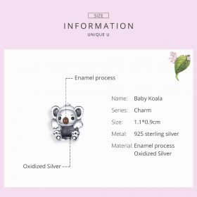 Silver Baby Koala Charm - PANDORA Style - SCC1304