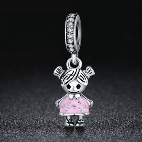 Pandora Style Silver Dangle Charm, Perfect Life Is Sweet, Pink Enamel - SCC543