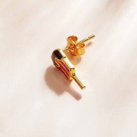 Pandora Style 18ct Gold Plated Hoop Earrings, Popsicle, Multicolor Enamel - SCE1164
