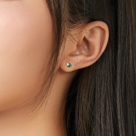 Pandora Style Silver Stud Earrings, Birthstone May - SCE862-5